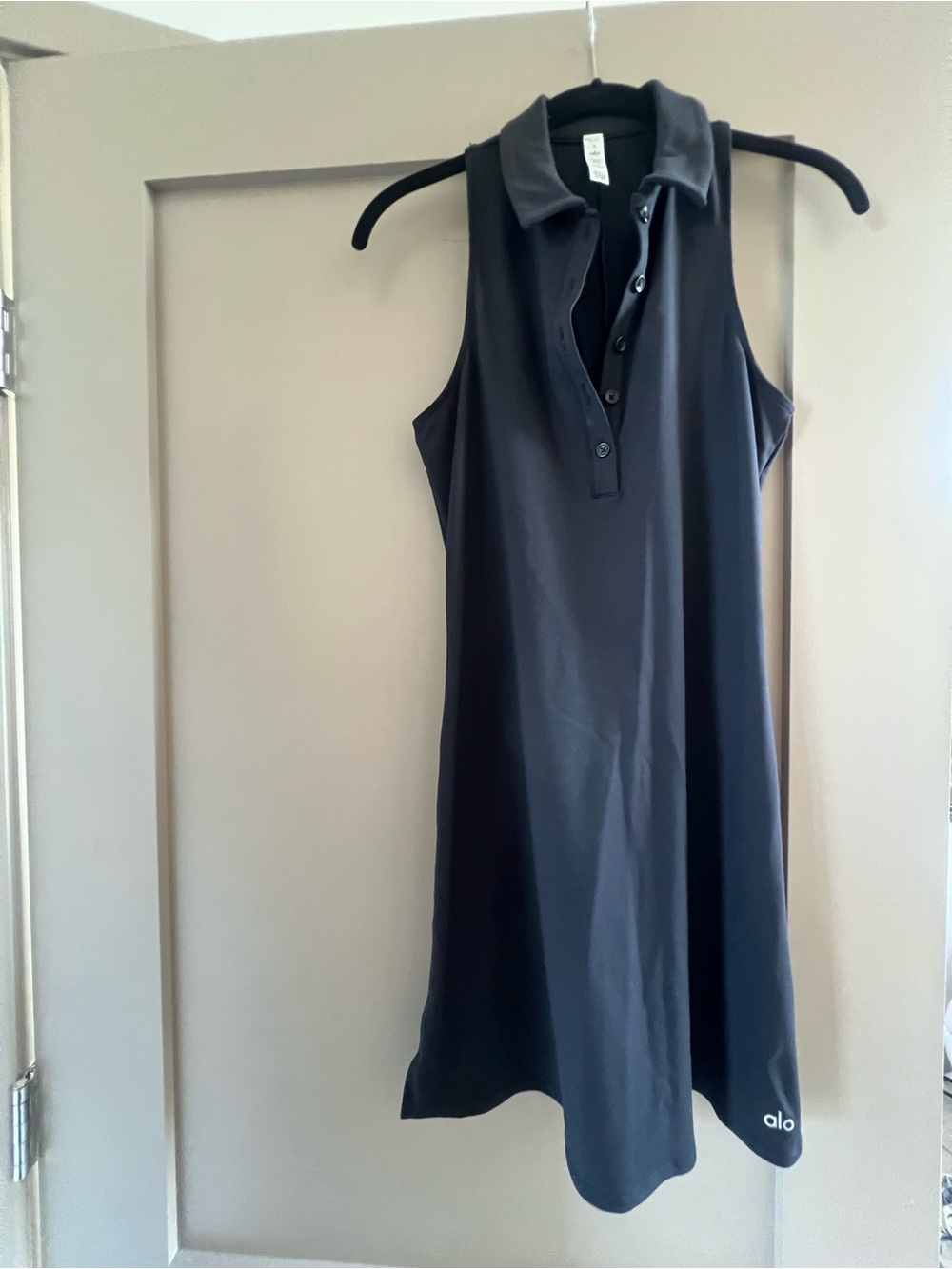 ALO Yoga Black Sleeveless Polo Tunic Dress